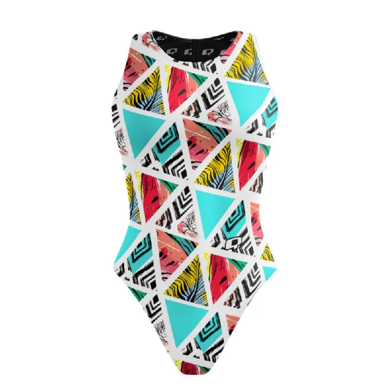 Watermelon Prism - Women Waterpolo Swimsuit Classic Cut Crisscross Back Swimsuit