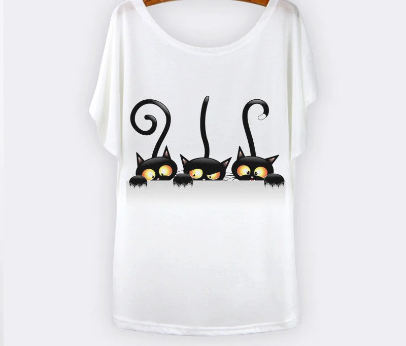 Harajuku Cat t-shirt Women Tee Shirt Femme Summer Casual Animal Cartoon print short sleeve Loose Ladies tops t shirt White-- Zippered Front Buttoned Front Snap Front Harajuku Cat t-shirt Women Tee Shirt Femme Summer Casual Animal Cartoon print short sleeve Loose Ladies tops t shirt White-- Zippered Front Buttoned Front Snap Front