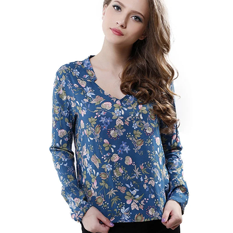 Fashion Women Elegant vintage Long Sleeve V-neck Floral Print Blouses OL Shirts Casual Women Blouse Tops-- Solid Color Striped Floral Fashion Women Elegant vintage Long Sleeve V-neck Floral Print Blouses OL Shirts Casual Women Blouse Tops-- Solid Color Striped Floral