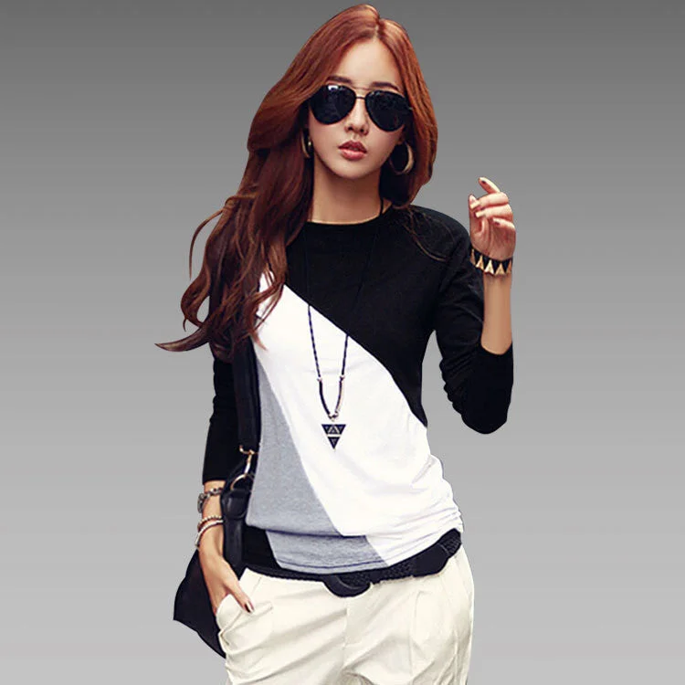 Blusas Femininas Autumn Women Long Sleeve Tunic Blouses Shirts Ladies Casual Patchwork O-Neck Shirts Tops Plus Size-- Oversized T-Shirt Spandex breathable Blusas Femininas Autumn Women Long Sleeve Tunic Blouses Shirts Ladies Casual Patchwork O-Neck Shirts Tops Plus Size-- Oversized T-Shirt Spandex breathable