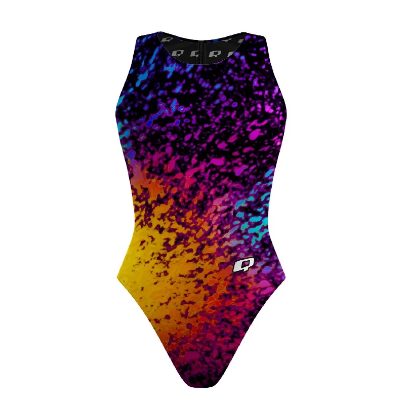 Retro Splash - Women Waterpolo Swimsuit Classic Cut Tropical Print One-Piece