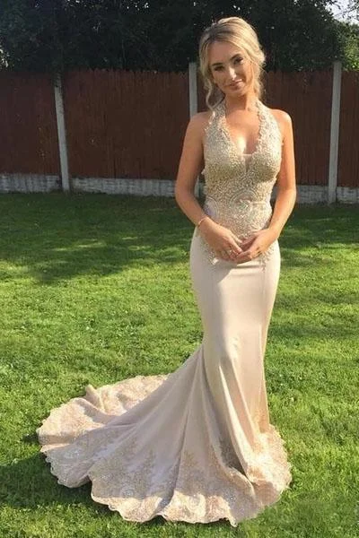 Elegant V Neck Halter Mermaid Appliques Prom Dresses with Beadding, Backless Party Dress STK15213 Boat Neckline Classic Elegant V Neck Halter Mermaid Appliques Prom Dresses with Beadding, Backless Party Dress STK15213 Boat Neckline Classic
