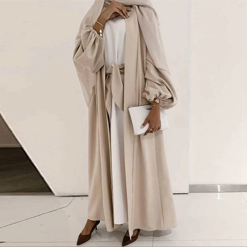 With Pockets 11 Color Options Kimono Cardigan Open Abaya Dress For Muslim Women Chenille Brocade Lace With Pockets 11 Color Options Kimono Cardigan Open Abaya Dress For Muslim Women Chenille Brocade Lace