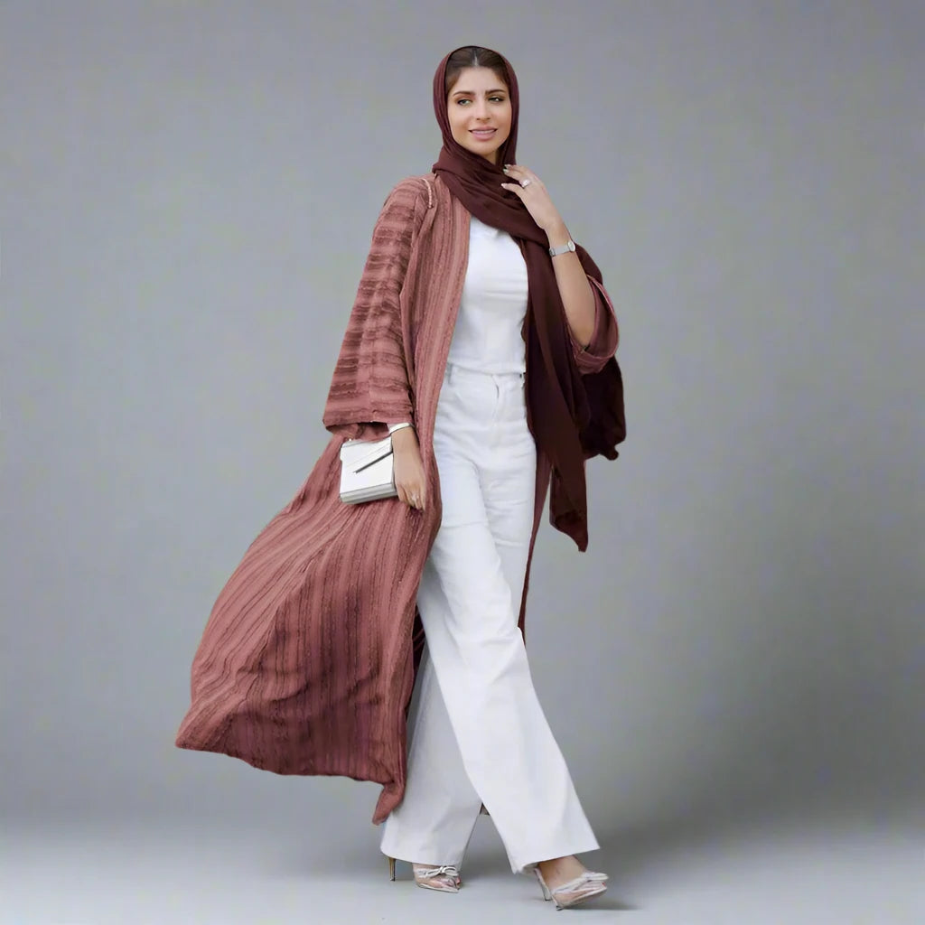 Muslim Women Vintage Knitted Open Cardigan Abaya Dress Slim Fit Regular Fit Oversized Muslim Women Vintage Knitted Open Cardigan Abaya Dress Slim Fit Regular Fit Oversized