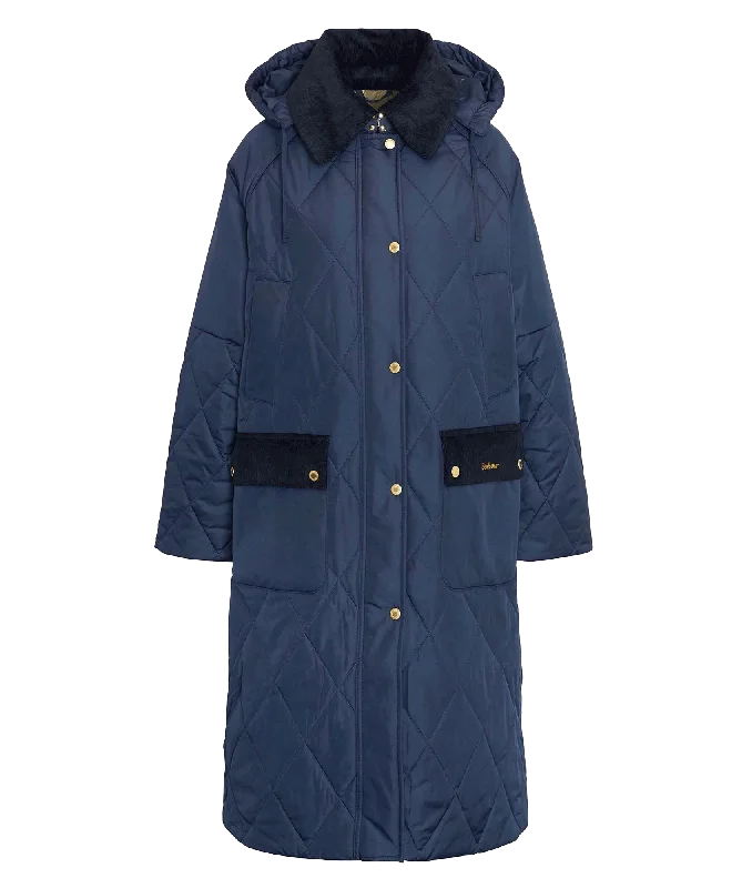 Cookston Longline Quilted Jacket - Navy Stand-Up Collar Roll-Neck Collar Turtle Neck Cookston Longline Quilted Jacket - Navy Stand-Up Collar Roll-Neck Collar Turtle Neck
