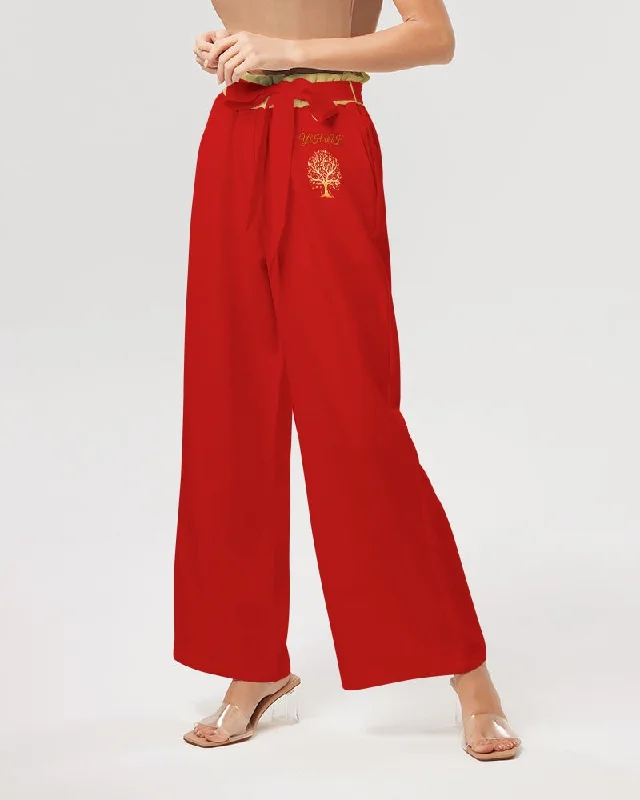 Yahuah-Tree of Life 01 Elected Ladies Designer Belted High Waist Wide Leg Pants Stylish Elastic Waist Pants Yahuah-Tree of Life 01 Elected Ladies Designer Belted High Waist Wide Leg Pants Stylish Elastic Waist Pants