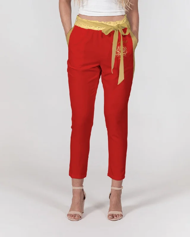 Yahuah-Tree of Life 01 Elected Ladies Designer Belted Tapered Pants Chic Wool Trousers Yahuah-Tree of Life 01 Elected Ladies Designer Belted Tapered Pants Chic Wool Trousers